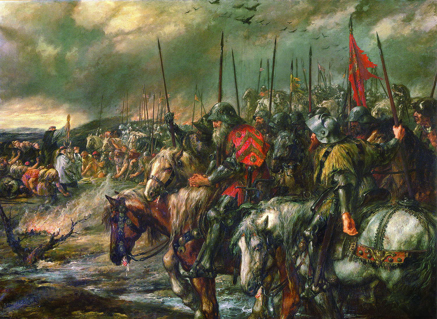  Morning of the Battle of Agincourt, 25 October 1415, painted by
        Sir John Gilbert in the 19th century.